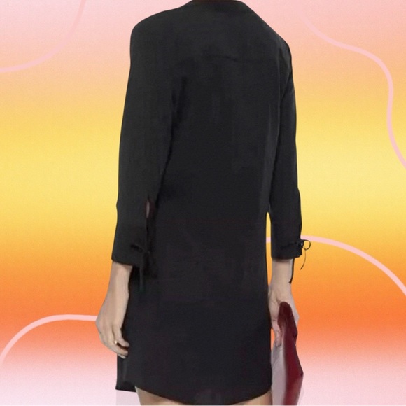 Theory ‘Jullitah’ Lightweight Tencel Lace-Up Detail Mini Dress in Black Size 8 - Picture 3 of 14